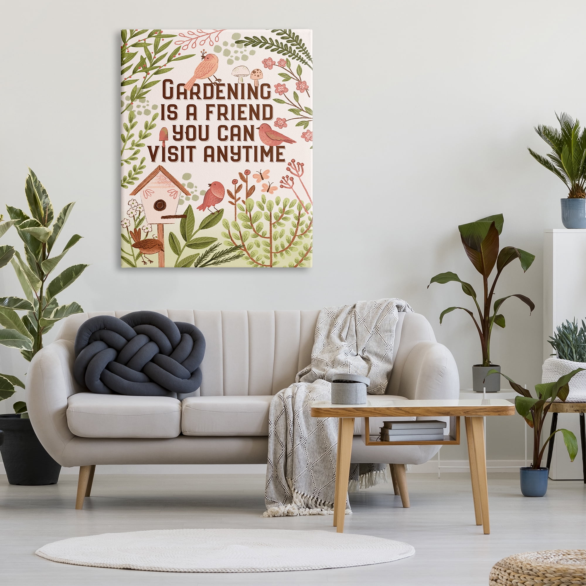 Stupell Industries Gardening Is A Friend Phrase Botanical & Floral Painting Gallery Wrapped Canvas Print Wall Art, 36 x 48
