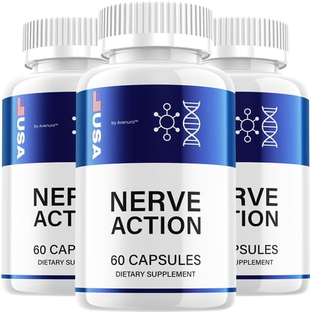 Nerve Action Capsules – NerveAction Natural Ingredients Glycogen Supplement for Health Support, 3 Pack, 180 Capsules