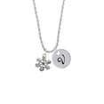 thumbnail image 2 of Delight Jewelry Silvertone Snowflake Silvertone Script Initial Disc - V - Charm Necklace, 20"+3", 2 of 4