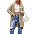 thumbnail image 3 of Cárdigan de Mujer, Estilo Oversize, Abierto por Delante Caqui M, 3 of 10