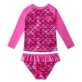 thumbnail image 2 of Girls Rashguard Swimsuit Quick Dry Rash Guard Swimwear Long Sleeve Two Piece Bathing Suit Swim Short Set 3-7 T,8-9 Years, 2 of 9