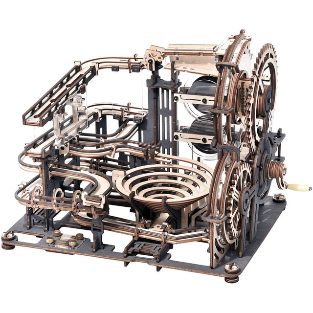 ROKR 294 piezas 3D Puzzle de madera Marble Run Model Kit para adultos y niños - lga01 Marble Night City ROKR Tobogán de mármol