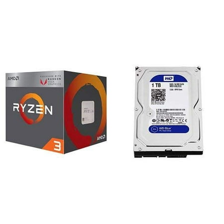 AMD Ryzen 3 2200G Processor with Radeon Vega 8 Graphics and WD Blue 1TB SATA 6 Gb/s 7200 RPM 64MB