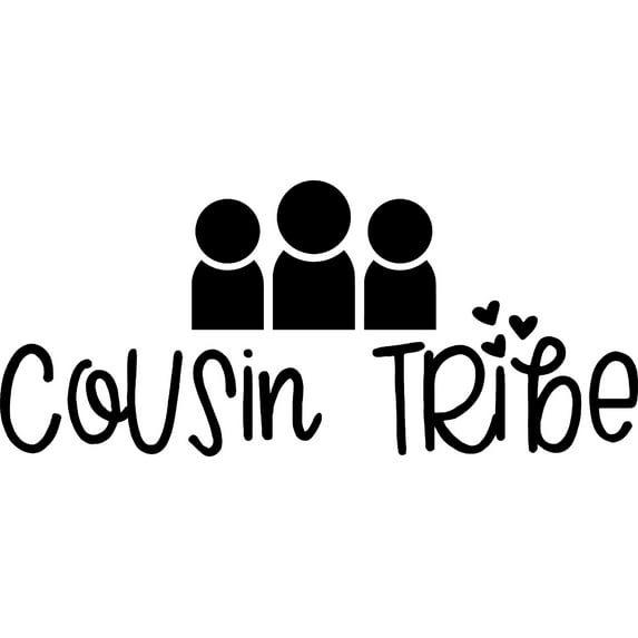 Cousin Tribe Friends Family Hearts Group Love Wall Decals for Walls Peel and Stick wall art murals Black Large 36 Inch