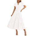 thumbnail image 1 of Vestido PRETTYGARDEN para mujer, midi, manga corta, cuello en V, 1 of 9