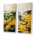 thumbnail image 3 of Designart "Yellow And Green Pastoral Bold horizon VII" Countryside Framed Wall Art Set Of 2 - Yellow Landscapes Gallery Wall Frame Set For Home Decor, 3 of 7