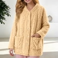 thumbnail image 2 of QASIEATN Bed Jackets for Women Fuzzy Button Up Loungewear Pajama Tops Soft Warm Winter Nightwear with Pockets Womens Sleepwear, 2 of 4