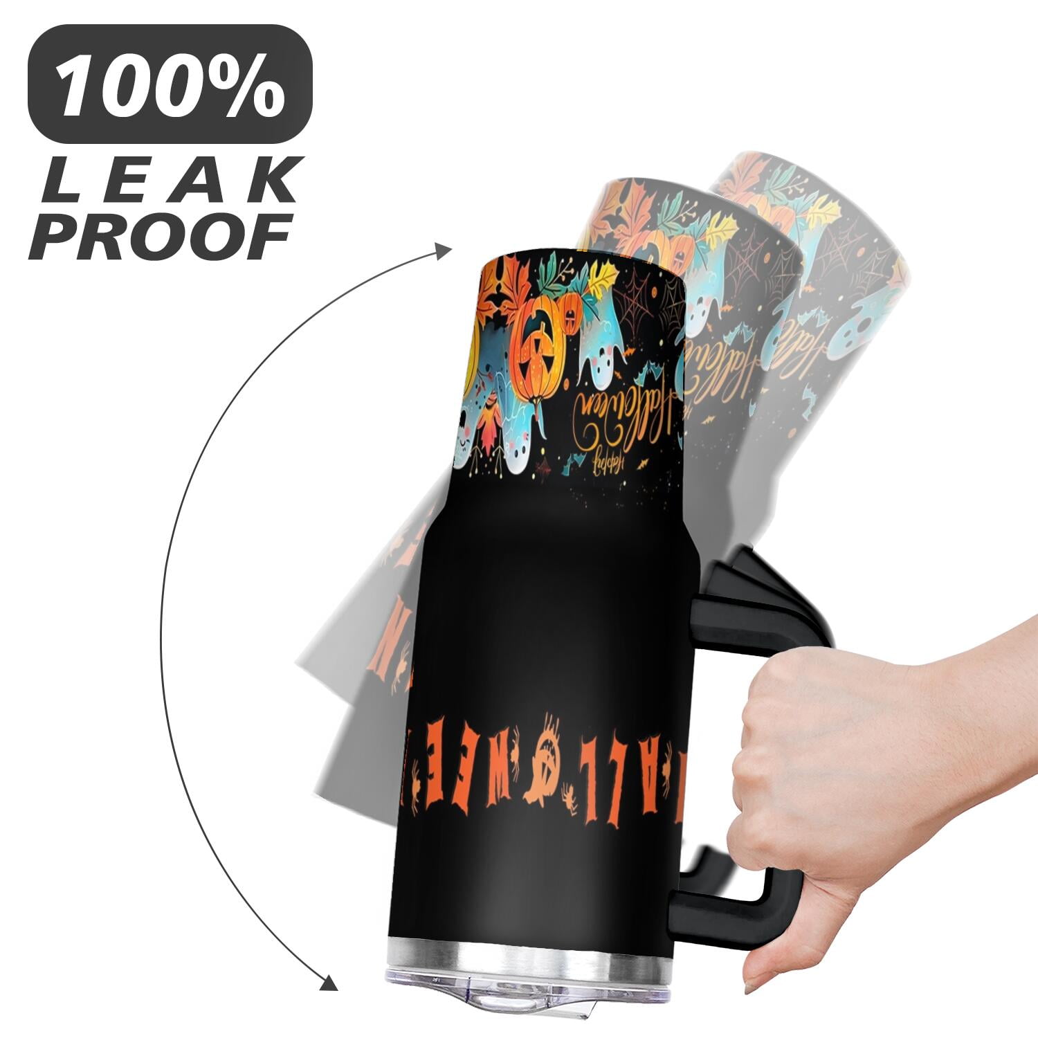 40 OZ Happy Halloween Tumbler with Handle Double Wall Vacuum Insulation Travel Coffee Mug Gift for Women Men