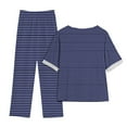 thumbnail image 3 of XuJwPNcy Two Piece Lounge Sets for Women Round Neck Short Sleeve Top and Striped Pants Matching Outfits Clothing, 3 of 3