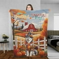 thumbnail image 3 of Thanksgiving Siberian Husky Pilgrim Grateful, Thankful, Blessed Fall Welcome Cozy Fleece Blanket Husky Dog Lover Gifts Warm Soft Throw Blanket - 00021, 3 of 5
