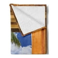 thumbnail image 2 of Beach Soft Flannel Fleece Blanket, Tropical Exotic Seashore View from Window with Curtains Summer Island Ocean Picture, Cozy Plush for Indoor and Outdoor Use, 50" x 60", Amber Beige, by Ambesonne, 2 of 5