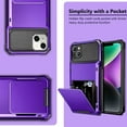 thumbnail image 6 of for iPhone 14 Case Wallet Cover 4-Card Credit Card Holder ID Slot Scratch Resistant Dual Layer Hybrid Protective Hard Shell Rugged TPU Bumper Armor Case for iPhone 14 case 6.1" 5G Purple, 6 of 13