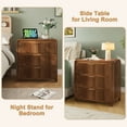 thumbnail image 3 of Fluted 6-Drawer Dresser & 2 Charging Nightstands Sets - Oversized 3-Piece Furniture Set with USB/Type-C Ports, Modern Furniture Sets for Bedroom, Walnut, 3 of 9