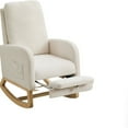 thumbnail image 4 of Furvclv Gliding Rocking Chair With Retractable Footrest & High Back, Upholstered Leisure Lounge Armchair With Side Pocket, Glider Chair For Living Room Bedroom, 4 of 9