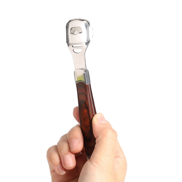Foot Care Pedicure Callus Shaver, raspador de pies, acero inoxidable, multifunción, mango de madera, removedor de piel muerta(Raspador de pie) EOTVIA NO