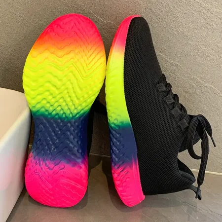 

Rainbow Sole Sports Shoes For Men & Women Breathable Lace-up Women‘s Running Shoes Couple Walking Sneakers