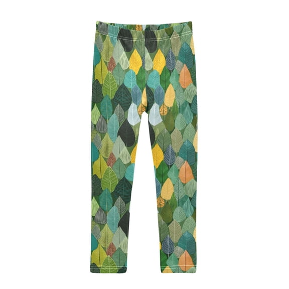 joogoo Girls' Leggings Leaves Green Yoga Pants 6T