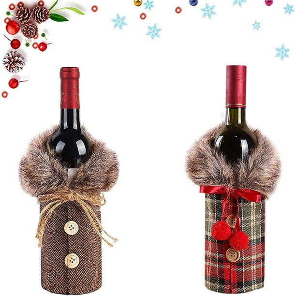 fundas para botellas de vino navideñas, fundas para botellas de vino navideñas, bolsas decorativas navideñas para botellas, bolsas de regalo de vino navideñas, para vestir botellas de vino para decora