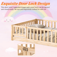thumbnail image 6 of Twin Size Floor Bed with Door and Fence, UHOMEPRO Montessori Floor Bed with Slats and Safety Guardrails, Solid Wood Twin Bed Frame for Bedroom, Natural, 6 of 14