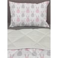 thumbnail image 3 of Bunny Comforter & Sham Bedding Set, Bicolour Pattern of Cartoon Fluffy Rabbits and Minimal Hearts, 3 pcs Duvet Set Microfiber Filling Quilt, 5 Sizes, Pale Pink Pale Grey, by Ambesonne, 3 of 4