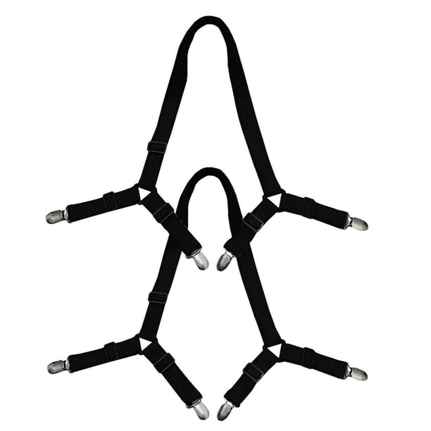 2 unids/set de correas negras para sujetar sábanas, Clips entrecruzados ajustables, banda elástica, sábana ajustada, sujetadores de tirantes