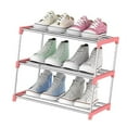 thumbnail image 3 of Shoes Rack Organizer Multi-layer Stainless Steel Shoe Stand Storage Shelf for Entryway Door  4-Tier  Pink, 3 of 9