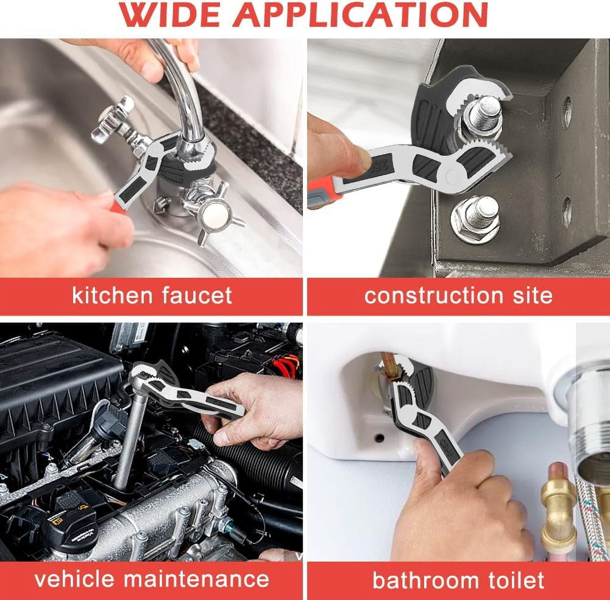 2PCS Adjustable Wrench, 7-15mm,15-35mm Self-Adjusting Quick Wrench,Multifunctional Self-Locking Pipe Wrench Tool,Auto Size Rapid Wrench for Car,Bicycle, Plumbing Repairs