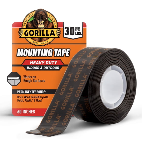 Gorilla Heavy Duty Mounting Tape, 60in Black Tape Material Model