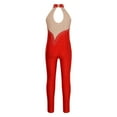 thumbnail image 2 of Alvivi Kids Girls Rhinestone Dance Unitard Mesh Patchwork Sleeveless Ice Skating Gymnastics Jumpsuit Red 16, 2 of 7