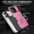 thumbnail image 6 of YEYKX Case for iPhone 14 Pro Max, Ring Holder Kickstand Anti-Fingerprint Non-slip Anti-Drop Heavy Duty Defender Rugged Case Cover for iPhone 14 Pro Max Phone 6.7 inches,Pink,For iPhone 14 Pro Max, 6 of 12