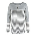 thumbnail image 4 of Blusa de manga larga con cuello redondo y estampado de rayas con cuello redondo y moda sexy para mujer Pompotops FGAJ3942, 4 of 5