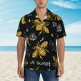 thumbnail image 6 of Picia Hohey Bee Golden Embroidery Gentle Cotton Regular Fit Short Sleeve Casual Hawaiian Shirt for Men-Small, 6 of 9