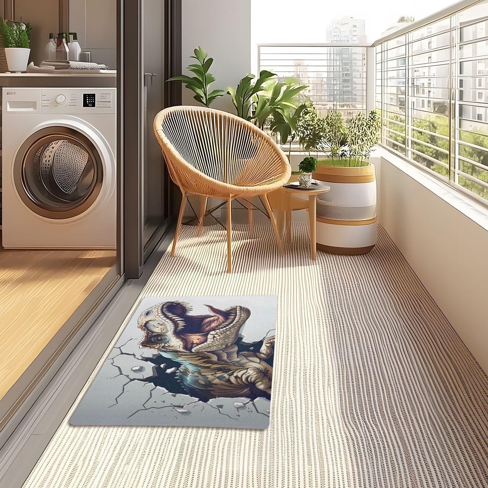 JSTEL 3d T-rex Dinosaur Dino Front Door Mat Outside Entrance 32x20 Inch Doormat for Outdoor Indoor Washable Non Slip Floor Mats
