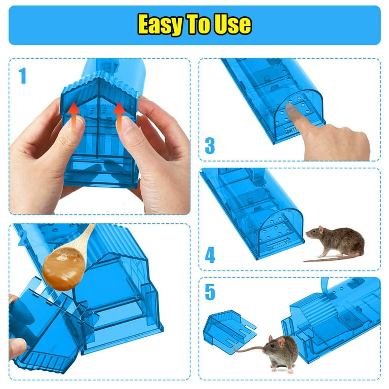 2 Pack Mouse Traps Indoor Traps Indoor Non-Lethal Live Traps Animal Rodent  Trap and Release Reusable-Blue 