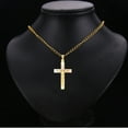 thumbnail image 3 of 14K 3C Gold Diamond cut Crucifix Jesus Cross Stamp Religious Pendant | Tri Color Gold Charm Pendant for Necklace Chain | Gift for Men Women | 40 x 23 MM | 2.2 grams, 3 of 9