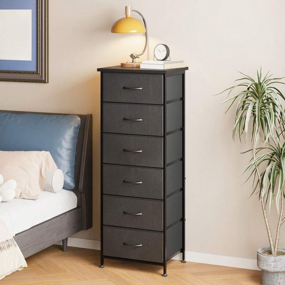 6-Drawer Tall Storage Cabinet - Fabric Drawers with Storage Bins for Bedroom/Closet/Night Stand