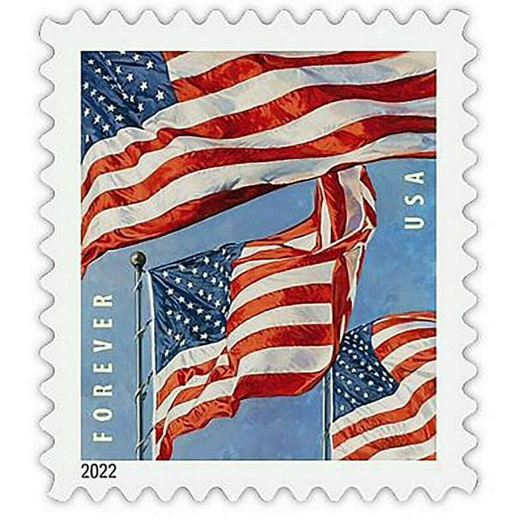 100PCS Forever Stamps 2022 U.S. Flag USPS First-Class Postage