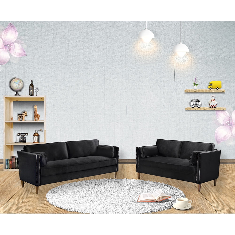 Kepooman Modern 2 Piece Sofa and Loveseat Set for Living Room Bedroom Office, Blue Kepooman Modern 2 Piece Sofa and Loveseat Set for Living Room Bedroom Office, Blue