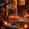 thumbnail image 4 of Dpityserensio Artificial Striped Pumpkin Decor Fake Foam Pumpkin Ornament Fall Thanksgiving Halloween Table Decorations, 4 of 6