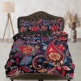 thumbnail image 1 of Colorido Paisley Rojo Azul Oscuro Juego de Funda Nórdica, Estética Habitación Decoración Ropa de Cama, 1 of 4