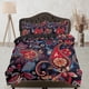 thumbnail image 1 of Colorido paisley rojo azul oscuro juego de funda nórdica, ropa de cama decoración de la habitación estética, 1 of 4