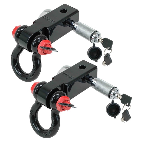 (2 Pack) 2" Tow Hitch Shackle Receiver with 3/4'' D Ring Shackle, 5/8" Hitch Lock Pin, 11,000 lbs WLL | Black Towing Accessories for Vehicle Recovery Off-Road