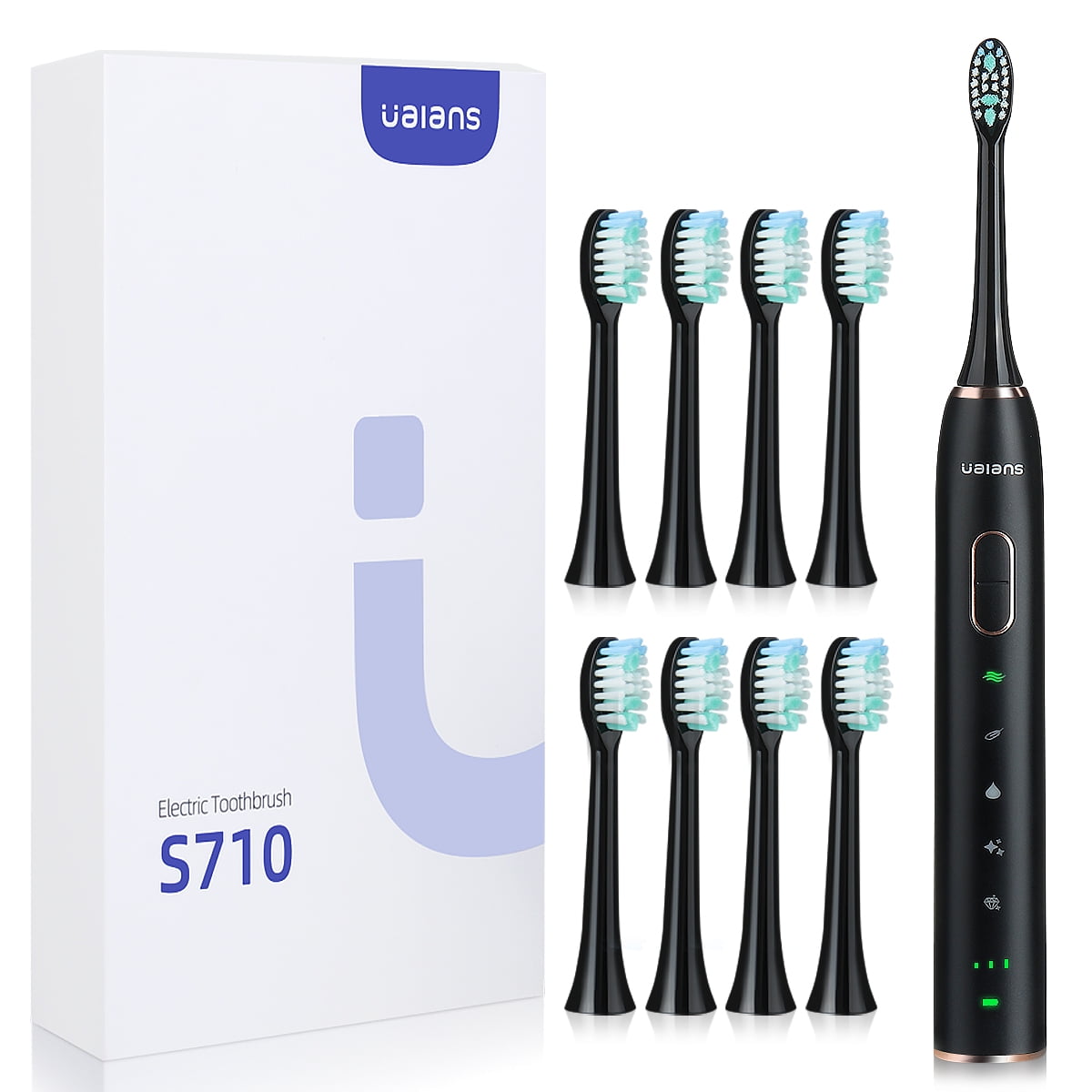 Ualans Sonic Electric Toothbrush, with 8 Brush Heads & Travel Case