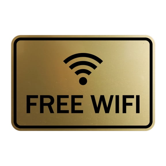 Classic Framed Free Wifi Sign (Brushed Gold) - Small