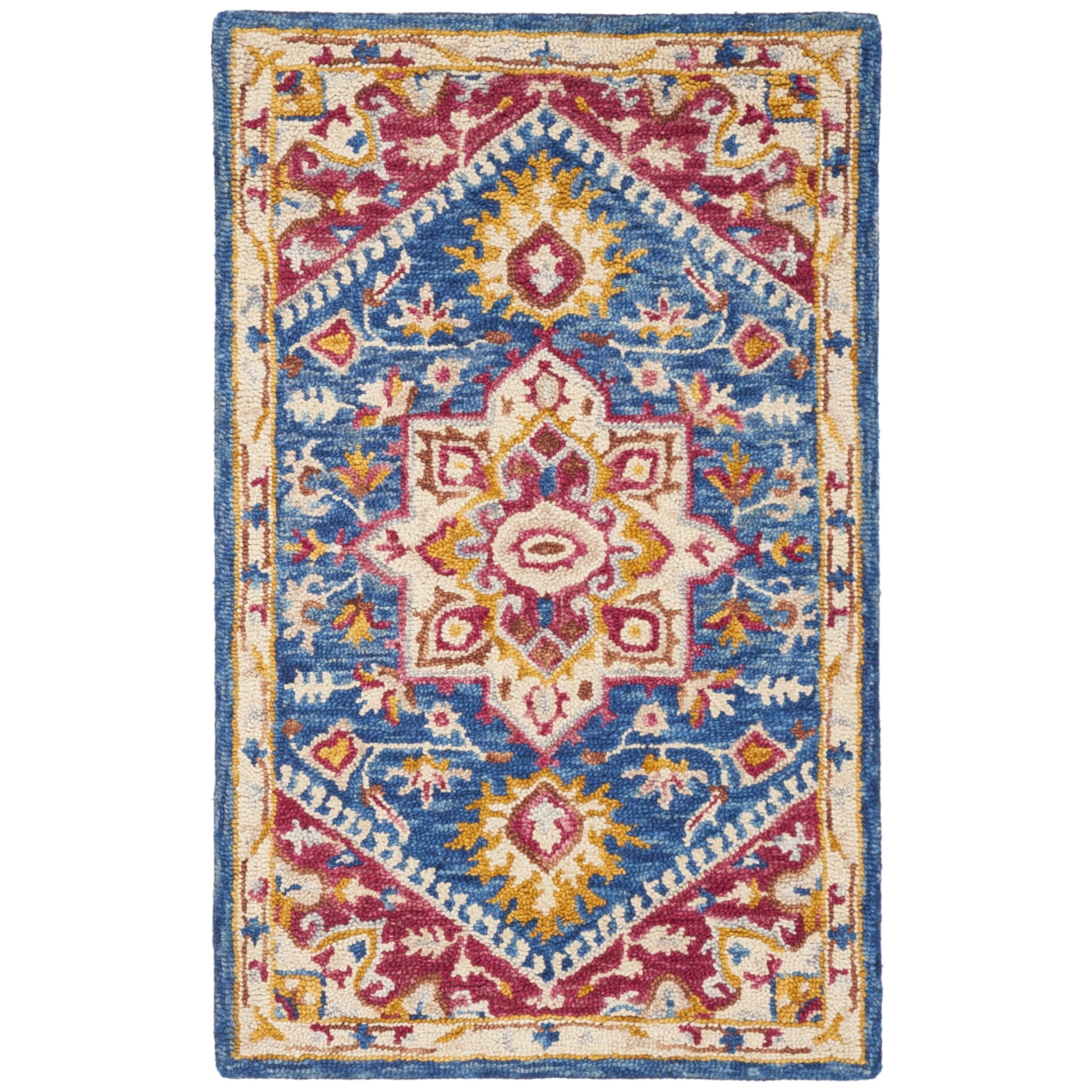 SAFAVIEH Aspen Gamal Oriental Wool Area Rug, Navy/Fuchsia, 4' x 4' Square
