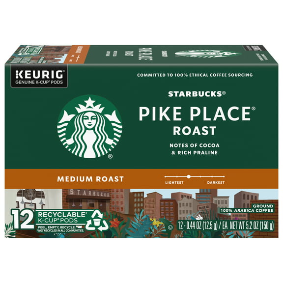 Starbucks, Pike Place, Medium Roast K-Cup Coffee Pods, 12 Count