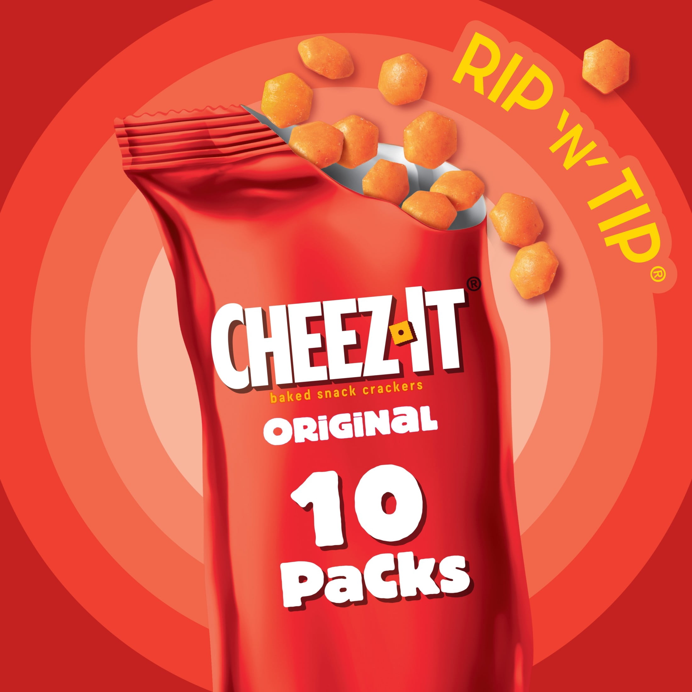 (4 pack) Cheez-It Gripz Original Baked Snack Crackers, Mini Crackers, 10 Count