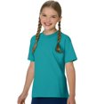 thumbnail image 1 of Hanes Authentic TAGLESS Kid`s Cotton T-Shirt, S, Teal, 1 of 1