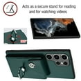 thumbnail image 7 of Wallet Case Compatible for Samsung Galaxy S23 Ultra with Card Holder, Rotation Finger Ring Kickstand Card Slots Case, Classic PU Leather Shockproof Magnetic Button Cover for Galaxy S23 Ultra, Green, 7 of 7
