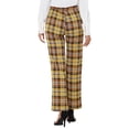 thumbnail image 3 of INSPIRE CHIC Women's Plaid Elastic Waist Button Zipper Straight Leg Long Pants XS Yellow, 3 of 6